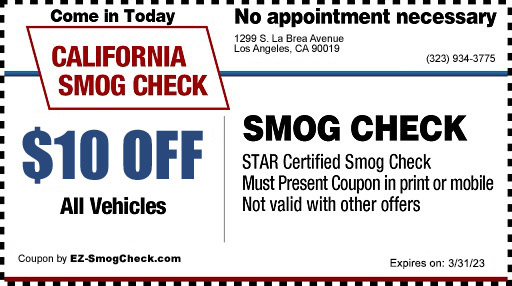 Smog check Coupon - Lops Angeles - EZsmogcheck.com